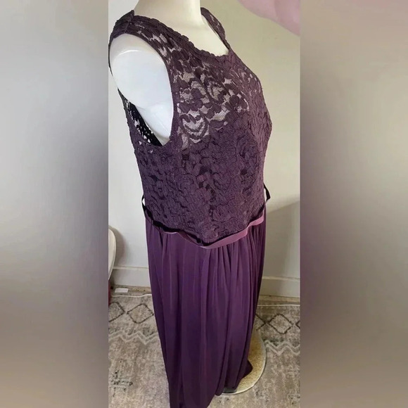 Plum Bridesmaids Purple Dress w/ Lace Bodice David’s Bridal Plus Size 20 EUC 074 - Picture 6 of 13